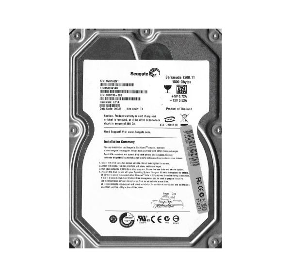 9JU138-101 Seagate BarraCuda 7200.11 1.5TB 7200RPM SATA 3Gb/s 32MB Cache 3.5-inch Hard Drive