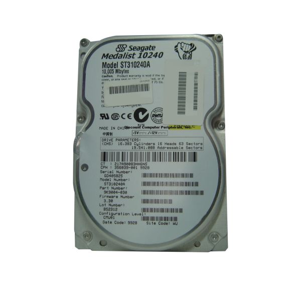 9K9004-030 Seagate Medalist 10240 10.2GB 5400RPM ATA-33 128KB Cache 3.5-inch Hard Drive