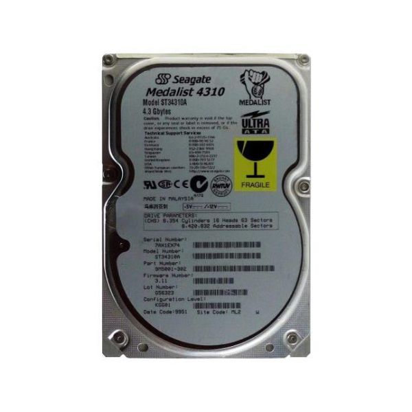9M5001-302 Seagate Medalist 4310 4.3GB 5400RPM ATA-33 512KB Cache 3.5-inch Hard Drive
