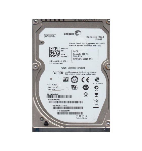9PSG42-031 Seagate 250GB 7200RPM SATA 3Gb/s 2.5-inch Hard Drive