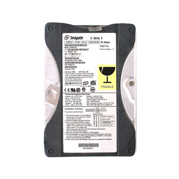 9R4003-304 Seagate U5 20GB 5400RPM ATA-100 512KB Cache 3.5-inch Hard Drive