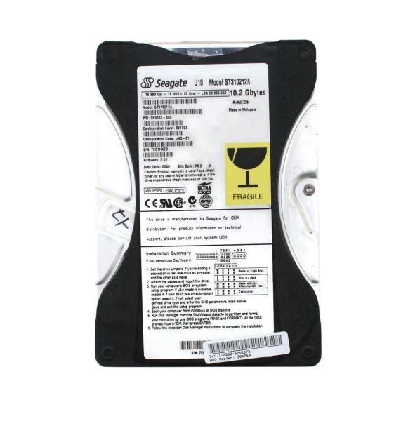 9R5002-003 Seagate U10 10.2GB 5400RPM ATA-66 512KB Cache 3.5-inch Hard Drive