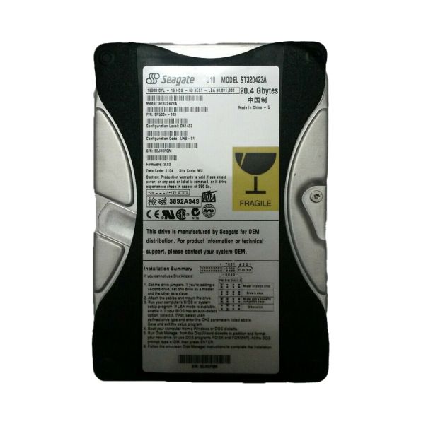 9R5004-003 Seagate U10 20GB 5400RPM ATA-66 512KB Cache 3.5-inch Hard Drive