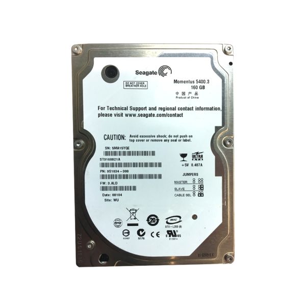 9S1034-308 Seagate 160GB 5400RPM ATA-100 2.5-inch Hard Drive