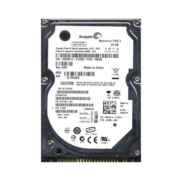 9S1038-031 Seagate 80GB 5400RPM ATA-100 2.5-inch Hard Drive