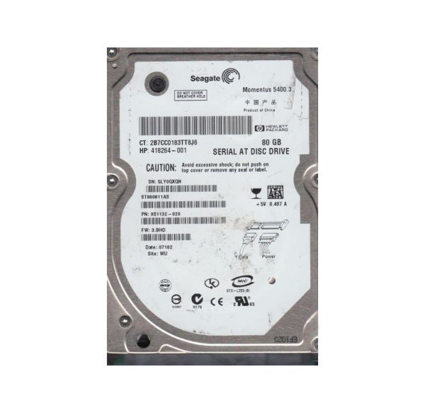 9S1132-020 Seagate 80GB 5400RPM SATA 2.5-inch Hard Drive