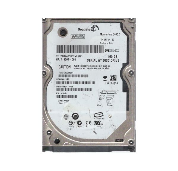 9S1134-020 Seagate Momentus 5400.3 160GB 5400RPM SATA 1.5Gb/s 8MB Cache 2.5-inch Hard Drive
