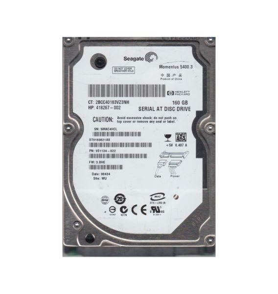 9S1134-022 Seagate 160GB 5400RPM SATA 1.5Gb/s 2.5-inch Hard Drive