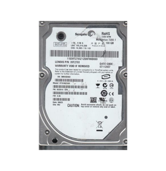 9S3014-070 Seagate 100GB 7200RPM SATA 1.5Gb/s 8MB Cache 2.5-inch Hard Drive