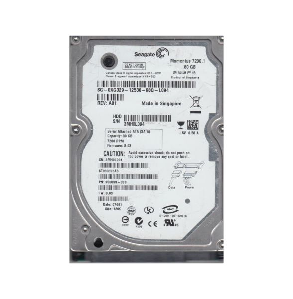 9S3833-030 Seagate 80GB 7200RPM SATA 1.5Gb/s 2.5-inch Hard Drive