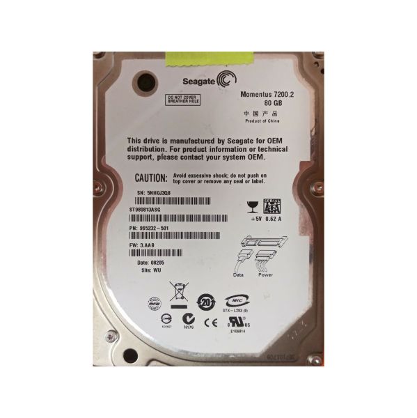 9S5232-501 Seagate 80GB 7200RPM SATA 3Gb/s 2.5-inch Hard Drive