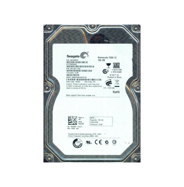 9SL153-034 Seagate BarraCuda 7200.12 750GB 7200RPM SATA 3Gb/s 32MB Cache 3.5-inch Hard Drive