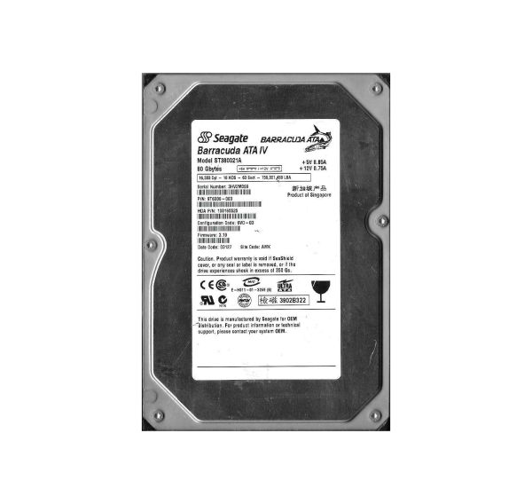 9T6006-003 Seagate BarraCuda 80GB 7200RPM ATA-100 2MB Cache 3.5-inch Hard Drive