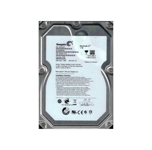 9TN154-513 Seagate BarraCuda LP 1TB 5900RPM SATA 3Gb/s 32MB Cache 3.5-inch Hard Drive