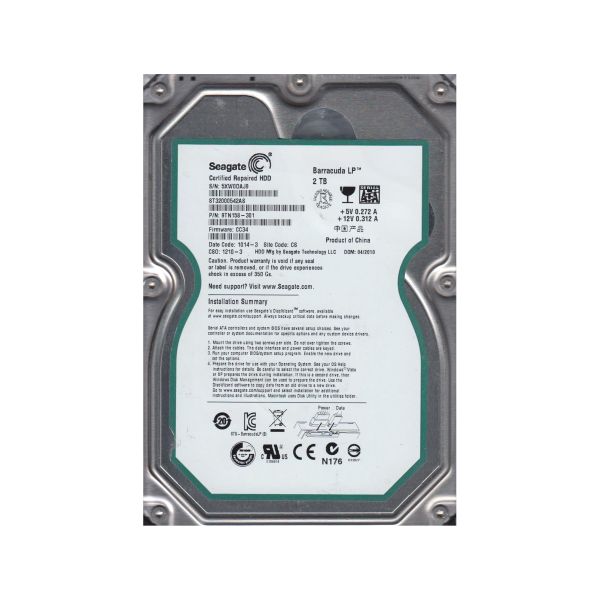 9TN158-301 Seagate BarraCuda LP 2TB 5900RPM SATA 3Gb/s 32MB Cache 3.5-inch Hard Drive