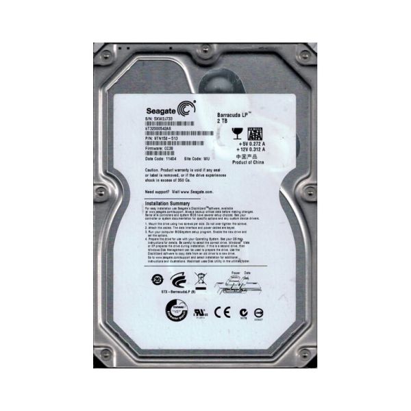 9TN158-513 Seagate BarraCuda LP 2TB 5900RPM SATA 3Gb/s 32MB Cache 3.5-inch Hard Drive
