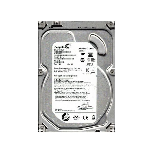9TT153-301 Seagate BarraCuda Green 1TB 5900RPM SATA 3Gb/s 32MB Cache 3.5-inch Hard Drive