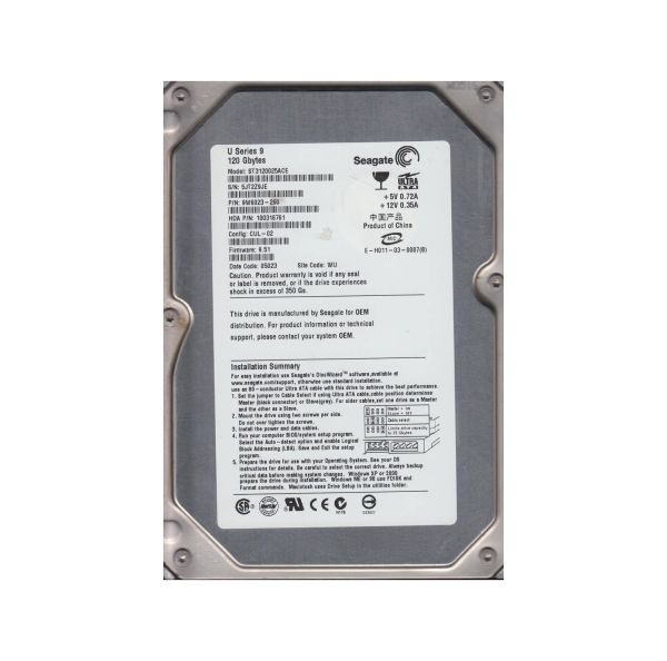 9W6023-260 Seagate U9 CE 120GB 7200RPM ATA-100 2MB Cache 3.5-inch Hard Drive