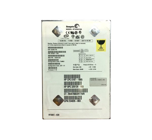 9Y3001-630 Seagate BarraCuda 5400.1 40GB 5400RPM ATA-100 2MB Cache 3.5-inch Hard Drive