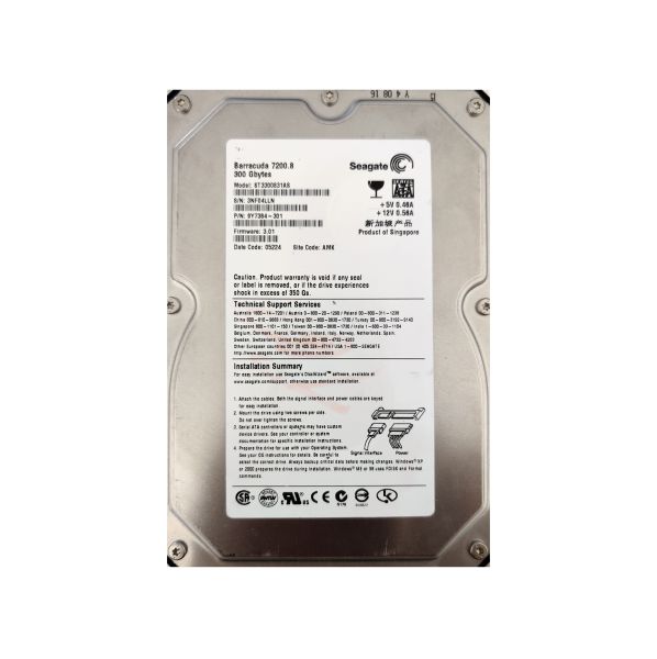9Y7384-301 Seagate BarraCuda 7200.8 300GB 7200RPM SATA 1.5Gb/s 8MB Cache 3.5-inch Hard Drive