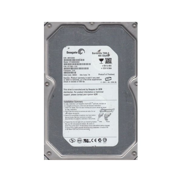 9Y7385-510 Seagate BarraCuda 7200.8 400GB 7200RPM SATA 1.5Gb/s 8MB Cache 3.5-inch Hard Drive