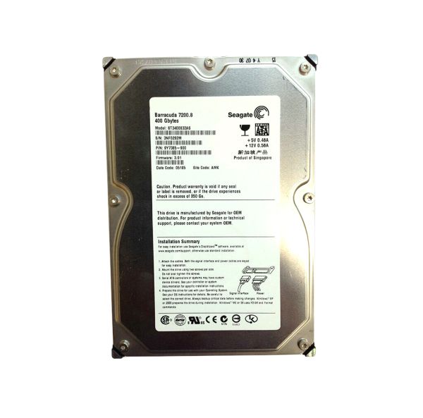 9Y7385-900 Seagate BarraCuda 7200.8 400GB 7200RPM SATA 1.5Gb/s 8MB Cache 3.5-inch Hard Drive