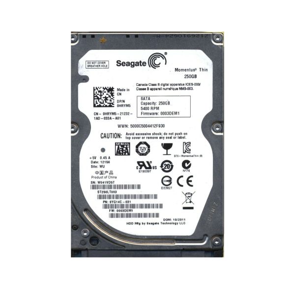 9YG14C-031 Seagate Momentus 250GB 5400RPM SATA 3Gb/s 16MB Cache 2.5-inch Hard Drive