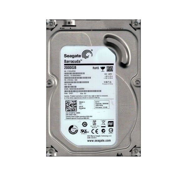 9YN164-500 Seagate BarraCuda 2TB 7200RPM SATA 6Gb/s 64MB Cache 3.5-inch Hard Drive