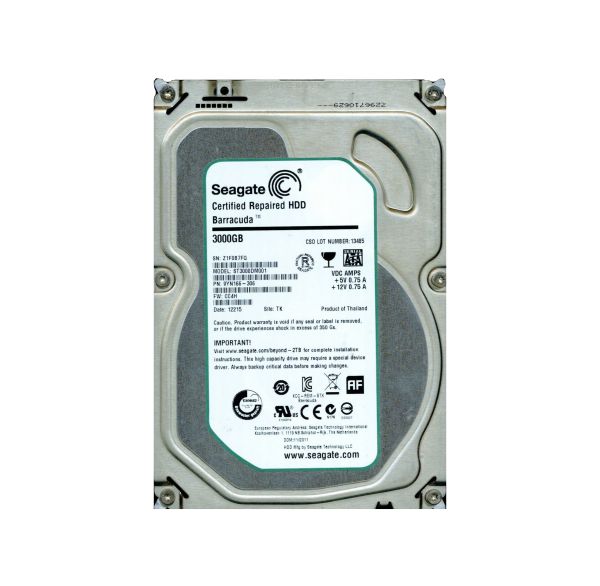 9YN166-306 Seagate BarraCuda 3TB 7200RPM SATA 6Gb/s 64MB Cache 3.5-inch Hard Drive