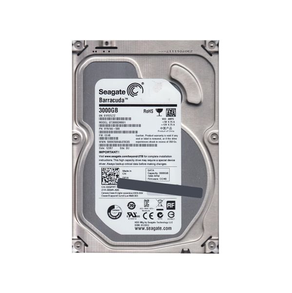 9YN166-500 Seagate BarraCuda 3TB 7200RPM SATA 6Gb/s 64MB Cache 3.5-inch Hard Drive