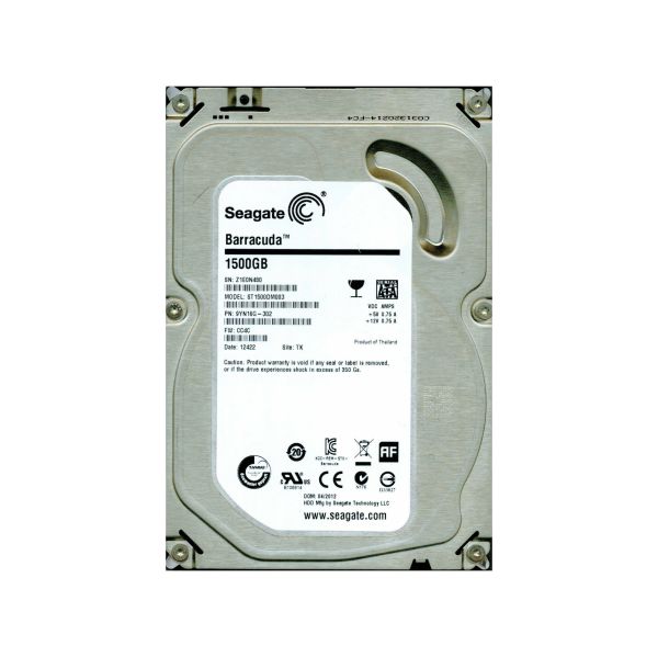 9YN16G-302 Seagate BarraCuda 7200.14 1.5TB 7200RPM SATA 6Gb/s 64MB Cache 3.5-inch Hard Drive