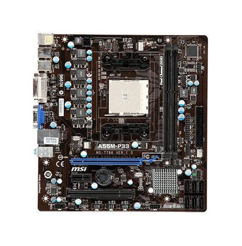 A55M-P33 MSI Socket FM1 AMD A55 Chipset Micro-ATX System Board (Motherboard) Supports Sempron/Athlon II X4 DDR3 2x DIMM