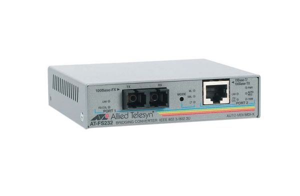 AT-FS232/1-60 Allied Telesis 100TX to 100FX 15KM Distance Support Fast Ethernet to Fiber Media Converter