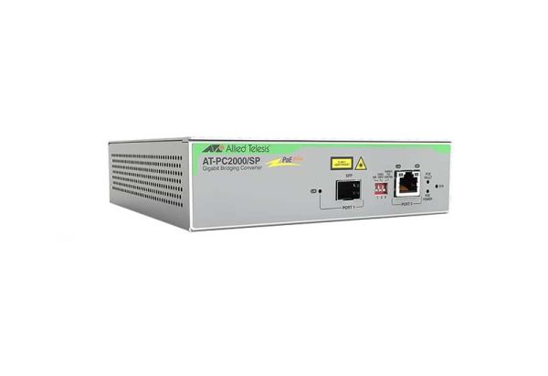 AT-PC2000/SP-60 Allied Telesis 10/100/1000T POE+ to SFP Switching Media Converter