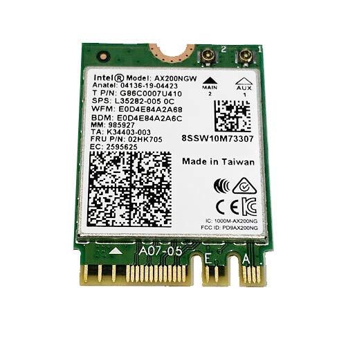 AX200NGW Intel Wireless Wi-Fi+ Bluetooth 5.1 Dual Band Card