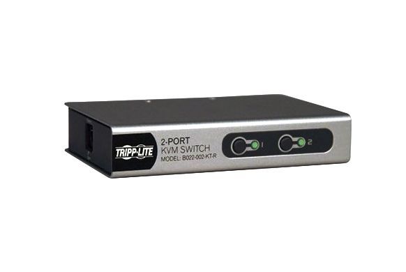 B022-002-KT-R Tripp Lite Dual Port Desktop KVM Switch with 2 Cable Kits Ps/2 KVM Switch 2 Ports Desktop
