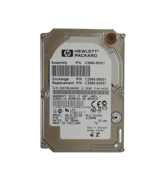 C2986-63001 HP 2.1GB ATA/IDE 2.5-inch Hard Drive