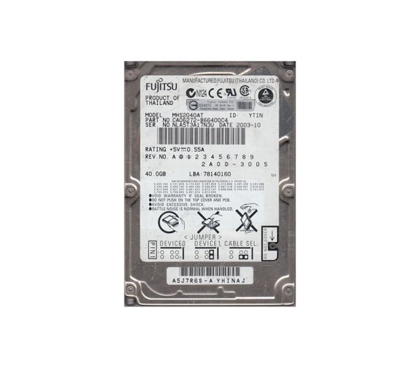 CA06272-B66400C4 Fujitsu Mobile 40GB 4200RPM ATA-100 2MB Cache 2.5-inch Hard Drive