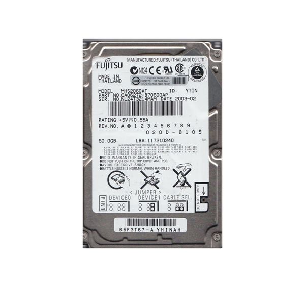 CA06272-B70600AP Fujitsu Mobile 60GB 4200RPM ATA-100 2MB Cache 2.5-inch Hard Drive