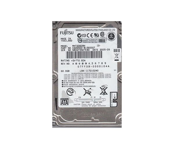 CA06500-B156000T Fujitsu Mobile 60GB 5400RPM SATA 3GB/s 8MB Cache 2.5-inch Hard Drive