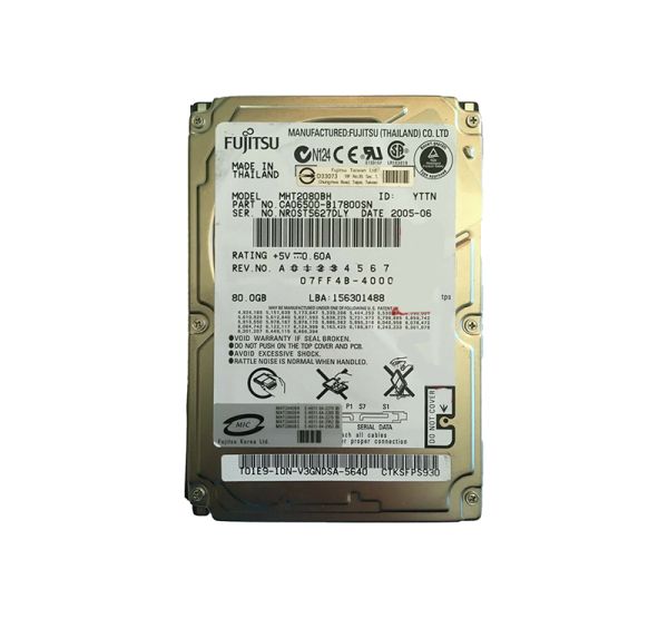 CA06500-B17800SN Fujitsu Mobile 80GB 5400RPM SATA 1.5GB/s 8MB Cache 2.5-inch Hard Drive