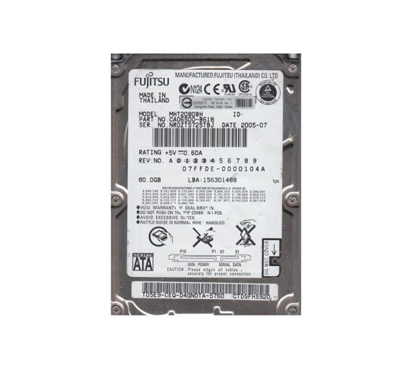 CA06500-B618 Fujitsu Mobile 80GB 5400RPM SATA 1.5GB/s 8MB Cache 2.5-inch Hard Drive