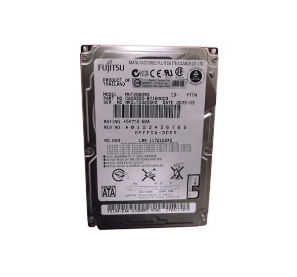 CA06500-B71600C3 Fujitsu Extended Duty Mobile 60GB 5400RPM SATA 1.5GB/s 8MB Cache 2.5-inch Hard Drive