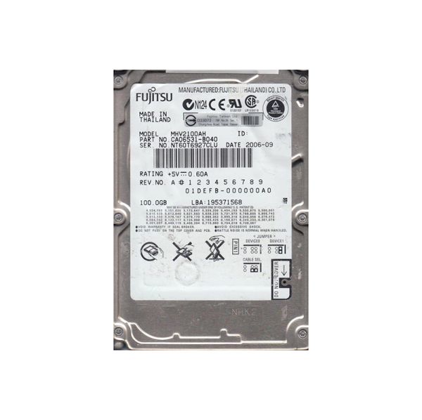 CA06531-B040 Fujitsu Mobile 100GB 5400RPM ATA-100 8MB Cache 2.5-inch Hard Drive