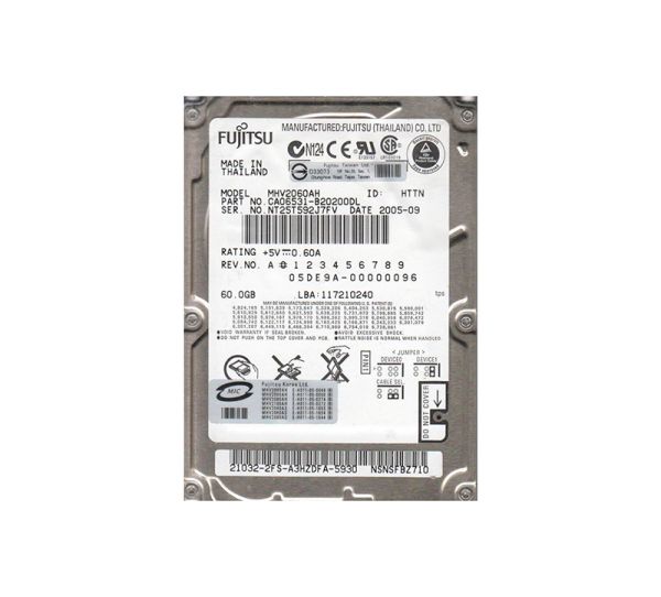 CA06531-B20200DL Fujitsu Mobile 60GB 5400RPM ATA-100 8MB Cache 2.5-inch Hard Drive
