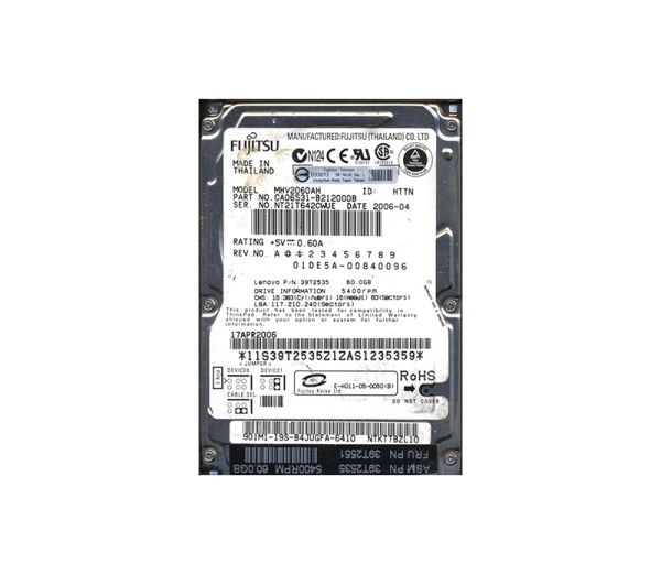 CA06531-B212000B Fujitsu Mobile 60GB 5400RPM ATA-100 8MB Cache 2.5-inch Hard Drive