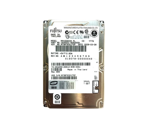 CA06531-B35200DL Fujitsu Mobile 60GB 5400RPM ATA-100 8MB Cache 2.5-inch Hard Drive