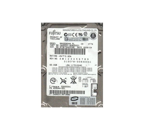 CA06531-B36200C1 Fujitsu Mobile 60GB 5400RPM ATA-100 8MB Cache 2.5-inch Hard Drive