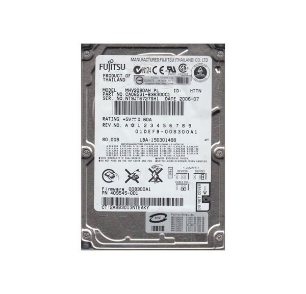 CA06531-B36300C1 Fujitsu Mobile 80GB 5400RPM ATA-100 8MB Cache 2.5-inch Hard Drive