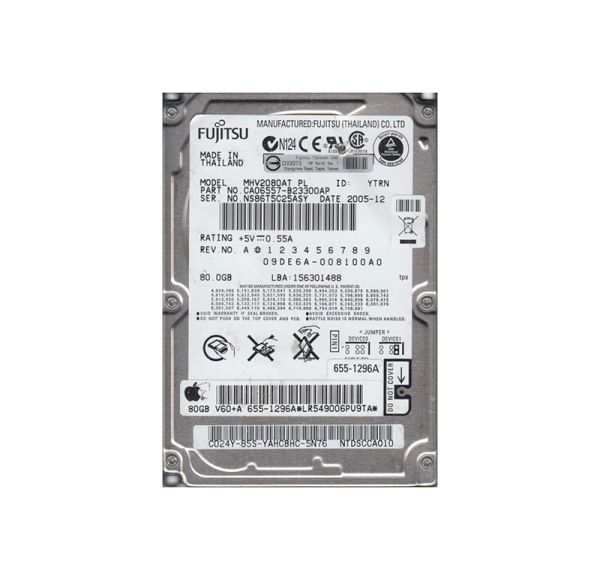 CA06557-B23300AP Fujitsu Mobile 80GB 4200RPM ATA-133 8MB Cache 2.5-inch Hard Drive